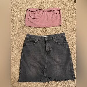 We The Free Black Denim Skirt and tube top